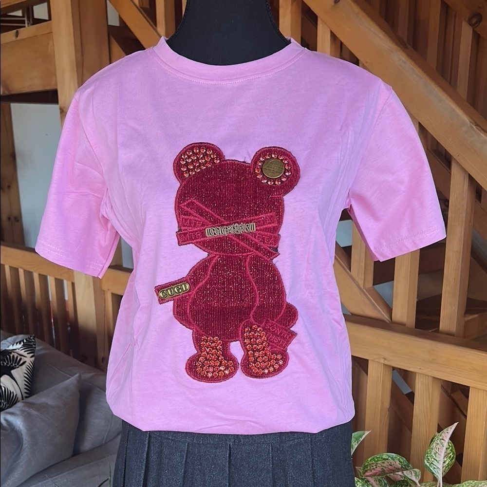 Pink T-Shirt with Bear Design